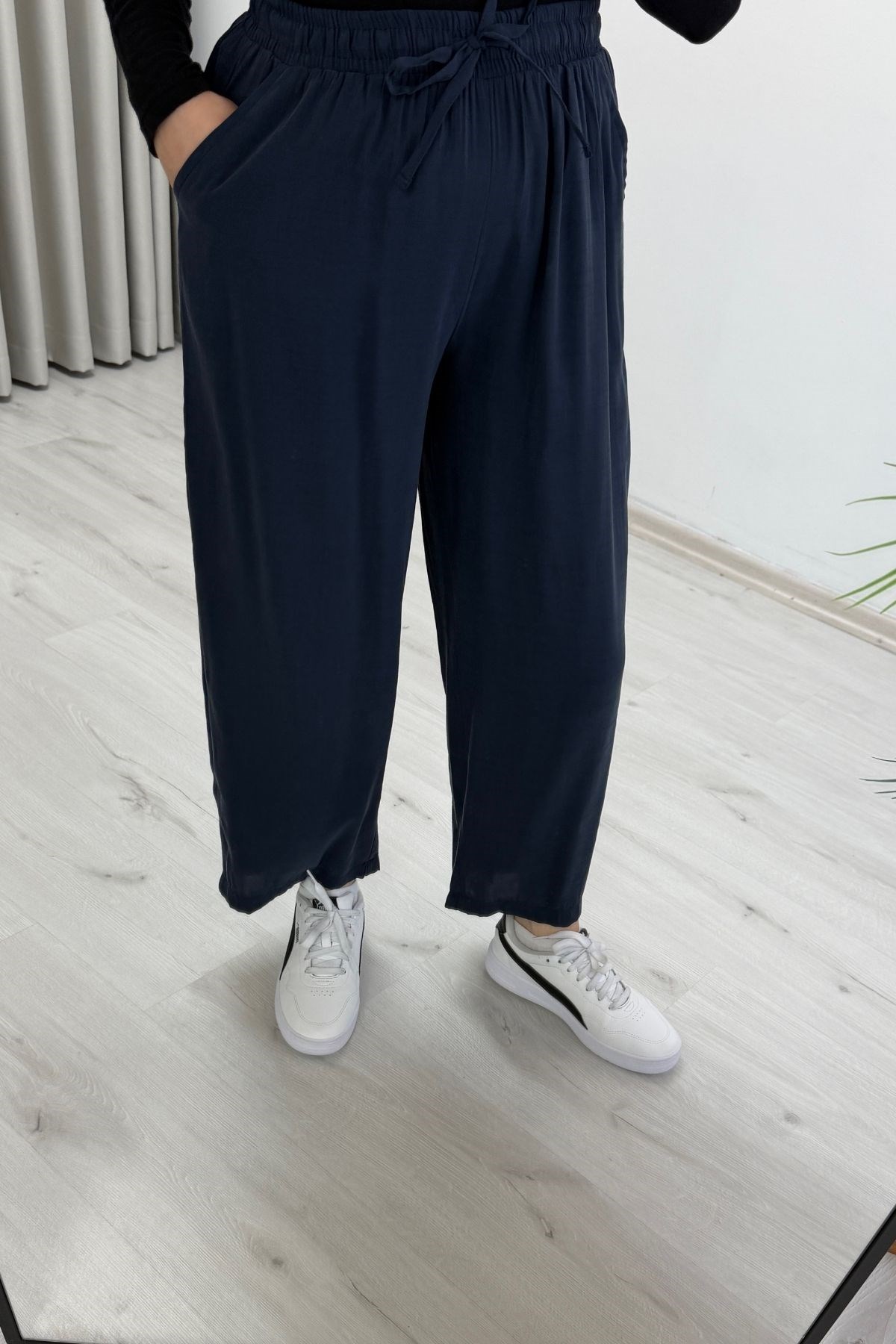 İkoll Glarmi Beli Lastikli Tensel Rahat Pantolon Lacivert