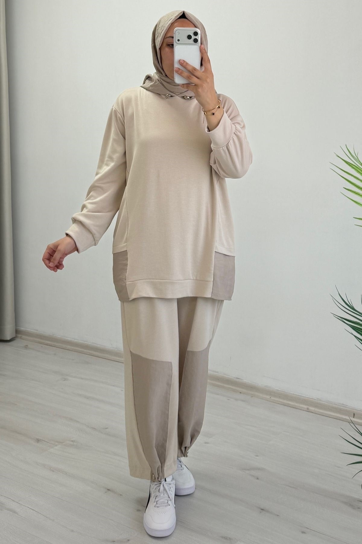Nino Şalvar Takım Bej