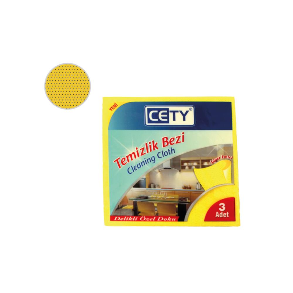 Cety Delikli Özel Doku 3 Adet Sarı Temizlik Bezi 38 x 40 cm