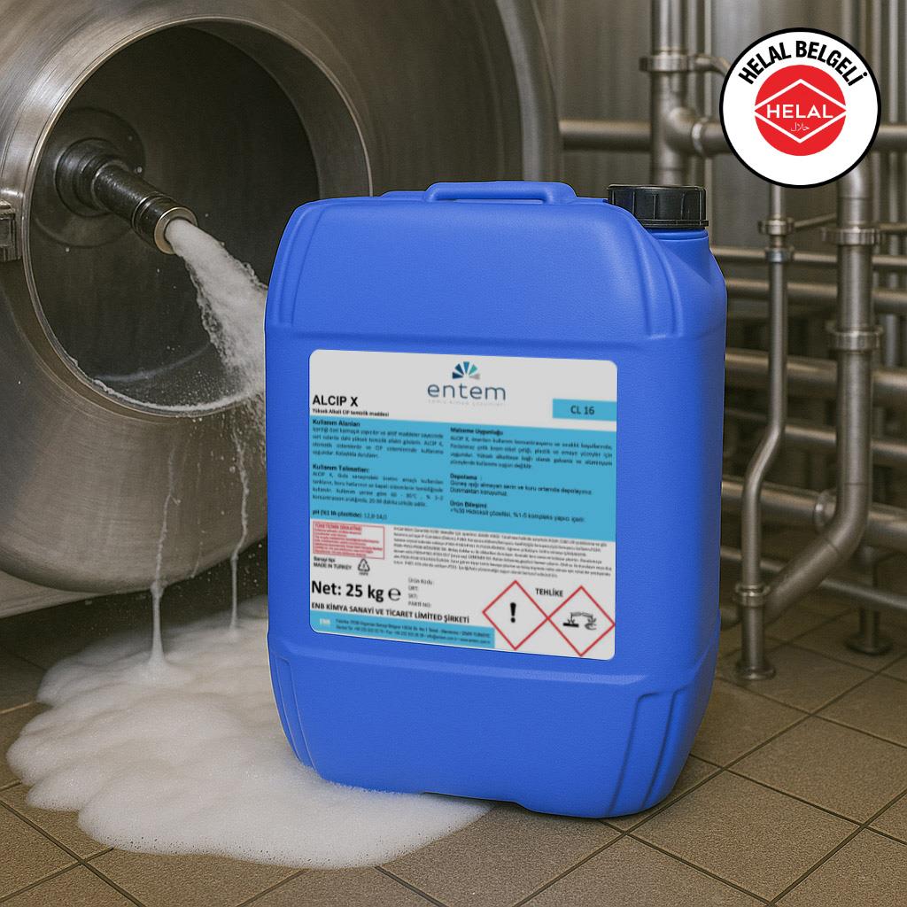 Alcip X Yüksek Alkali, Sıvı CIP Temizlik Kimyasalı 25 LT - Helal Belgeli