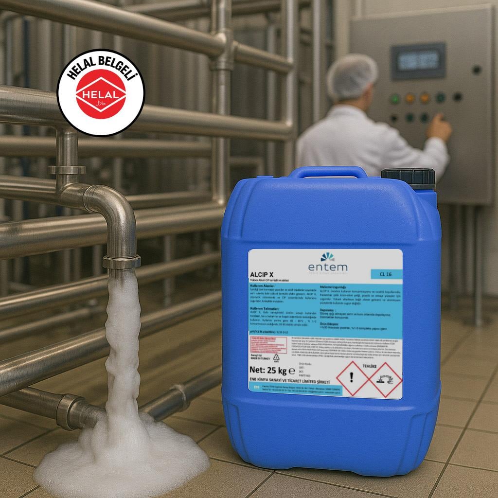 Alcip X Yüksek Alkali, Sıvı CIP Temizlik Kimyasalı 25 LT - Helal Belgeli