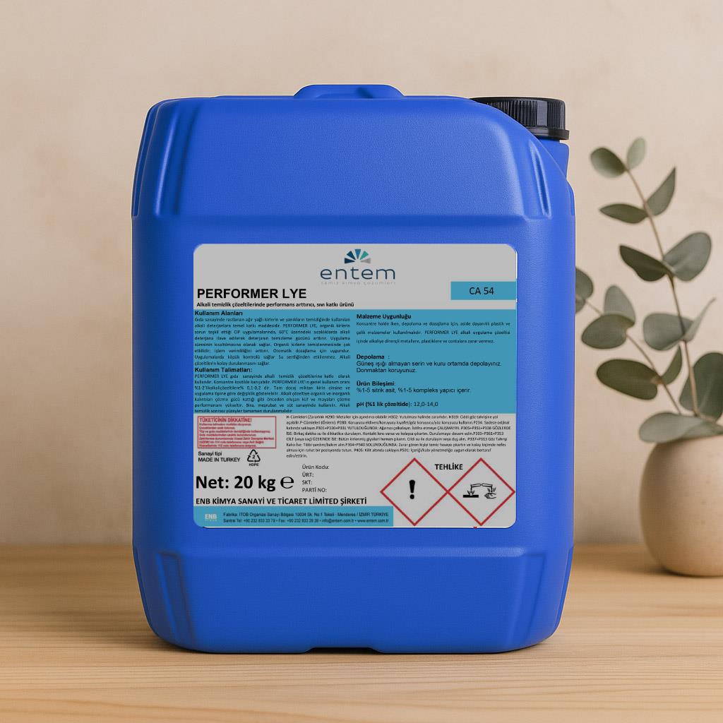 PERFORMER LYE – Alkali Temizlik Çözeltileri İçin Performans Artırıcı Sıvı Katkısı 20 Lt