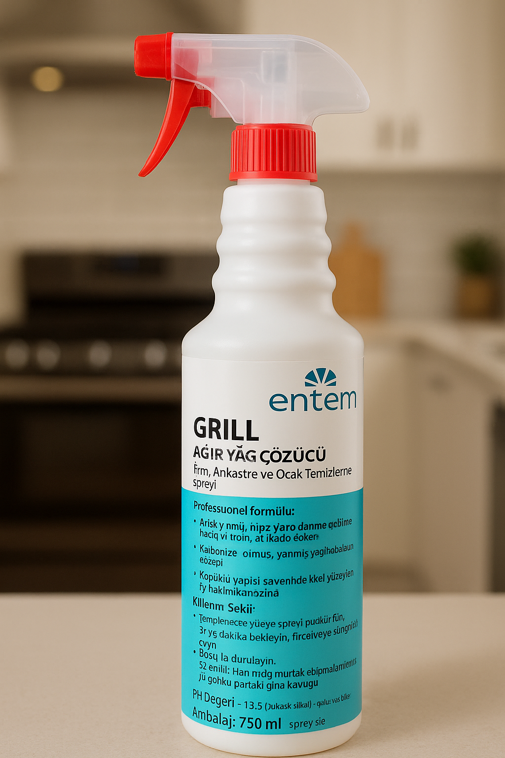 Entem Grill Ağır Yağ Çözücü Fırın, Ankastre, Ocak Temizleme Spreyi 750 ml