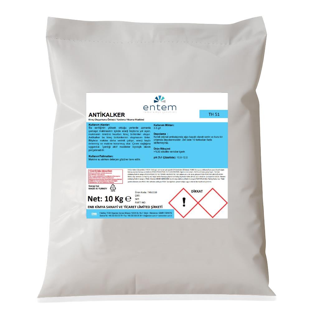 Entem Antikalker Kireç Önleyici Toz Yardımcı Yıkama Deterjanı 10 KG