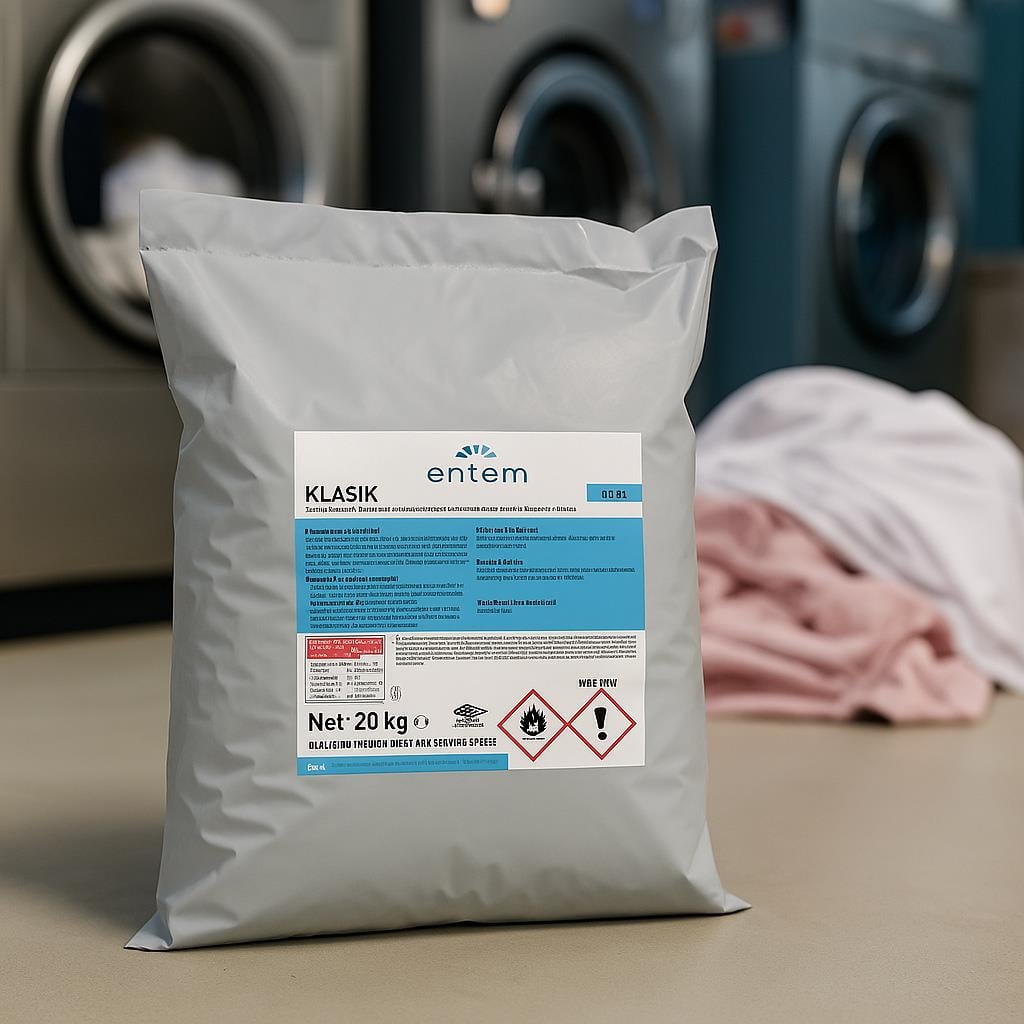 Entem Klasik Ekonomik Endüstriyel Çamaşır Makineleri için Ağartıcılı Ana Yıkama Deterjanı 20 Kg