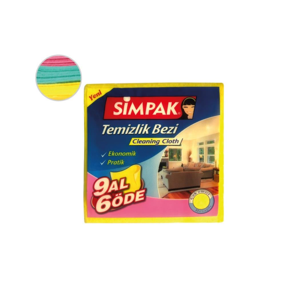 Simpak 9 Adet Sarı Temizlik Bezi 35 x 35 cm Genel Mutfak Temizlik Bezi