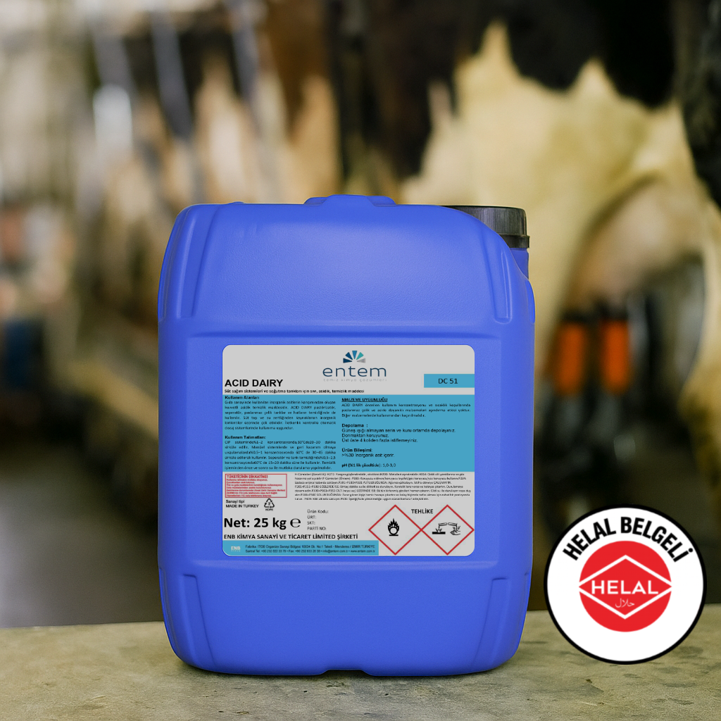 ACID DAIRY helal belgeli Asidik Sıvı Temizlik Maddesi 25 LT