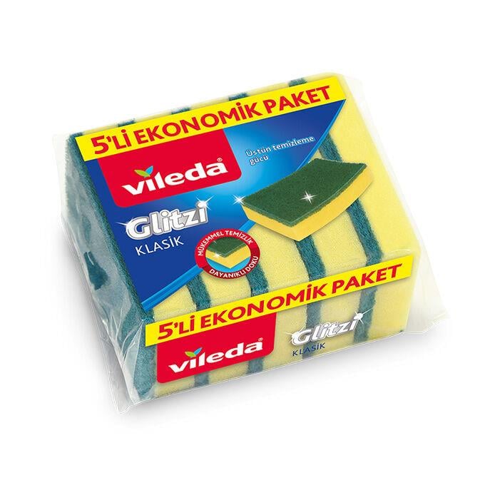 Vileda Yeşil Düz Bulaşık Süngeri 5'li Paket