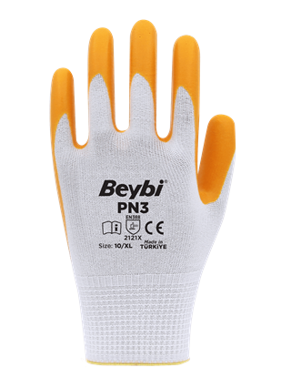 Beybi PN3 Nitril Kaplı Polyester Eldiven 9-10 Beden