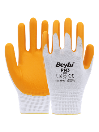 Beybi PN3 Nitril Kaplı Polyester Eldiven 9-10 Beden
