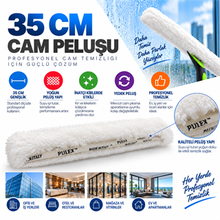 Pulex Abrasive Cam Peluşu 35 cm – Kazıyıcılı Yedek Cam Pelüşü