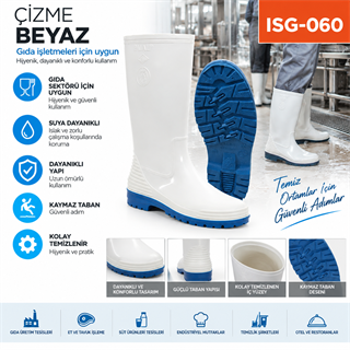 Beyaz İş Çizmesi – Gıda ve Hijyen Alanları İçin