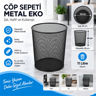 Çöp Sepeti Metal Fileli Eko