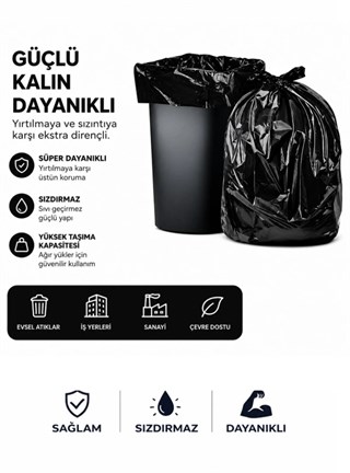 Çöp Torbası Jumbo Boy 10lu 5 Rulo Kalın 80x110 Çöp Poşeti Taşıma Taşınma Nakliye Poşeti