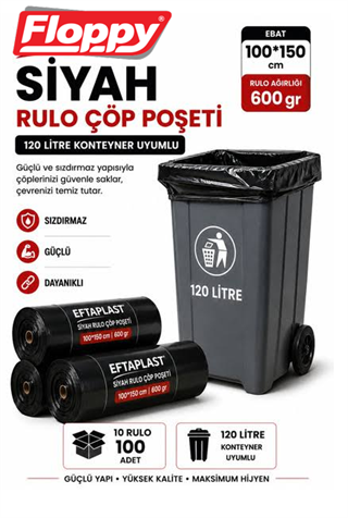 Floppy Hantal Endüstriyel Çöp Poşeti 100*150 - 10 lu Rulo