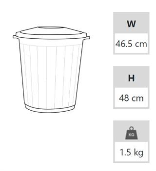 A Form Gri Çöp Kovası Kapaklı 50 Lt CK-50 101