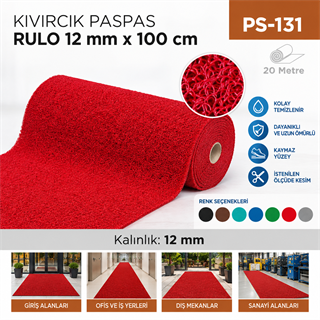 Kıvırcık Paspas Rulo 12 mm 100 cm (20 mt)