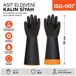 Asit Eldiveni Kalın Siyah (55 Cm) (H2-55)
