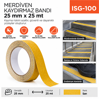 Merdiven Kaydırmaz Bandı 25 mm*25 mt
