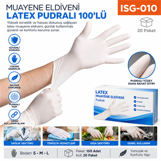 Muayene Eldiveni Latex Pudralı 100lü
