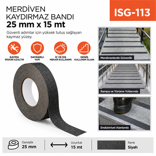 Merdiven Kaydırmaz Bandı 25 mm*15 mt