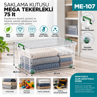 Saklama Kutusu Mega Tekerli 75 LT(2625)