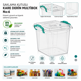 Saklama Kutusu Kare Derin M.Box No:6 (10 LT) (E-625)
