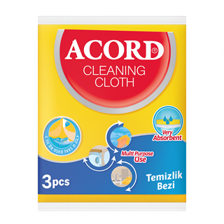 Acord 3 Adet Sarı Temizlik Bezi 35 x 38 cm Genel Mutfak Temizlik Bezi