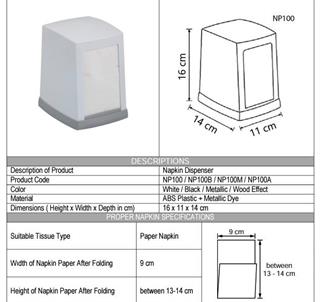 Vialli Peçete Dispenseri Türkiye Standardı (Siyah) NP100B