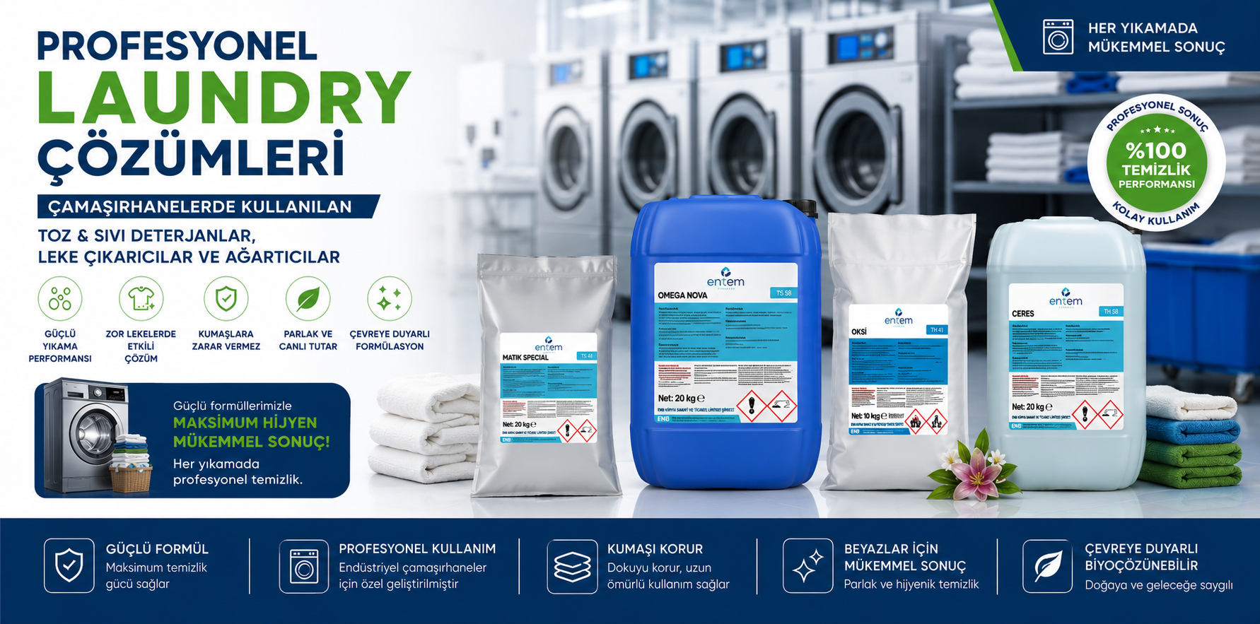 Laundry ve Çamaşırhaneler için Profesyonel Endüstriyel Çamaşır Deterjanları