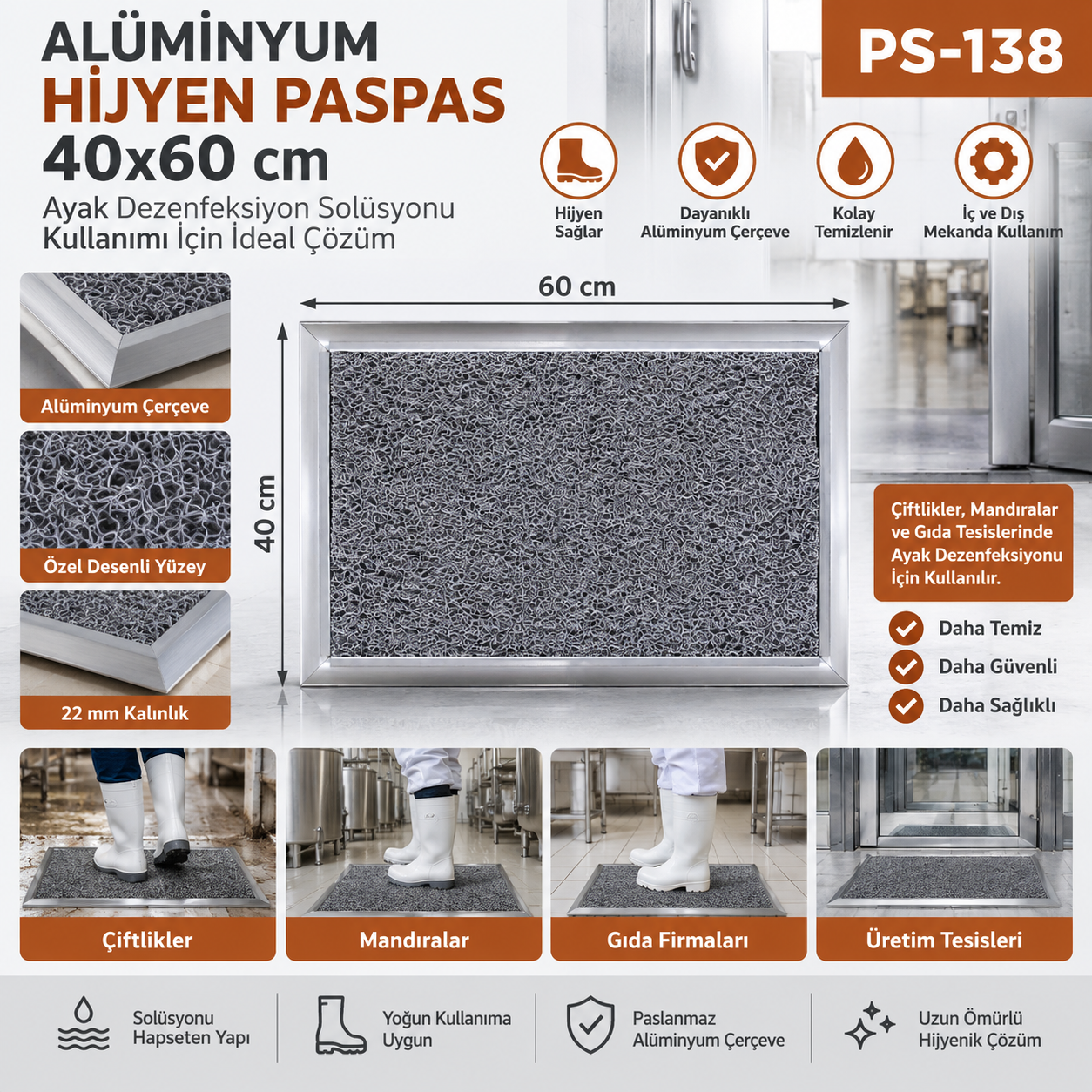 Alüminyum Hijyen Paspas 40 cm x 60 cm | Beyond HijyenBeyond HijyenAlüminyum Hijyen Paspas 40 cm x 60 cm