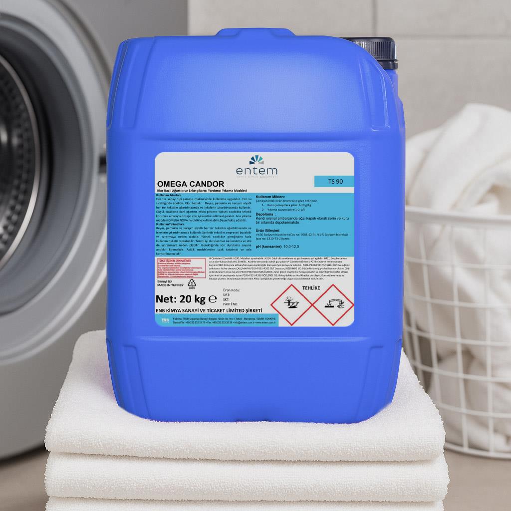 OMEGA CANDOR 20 Kg – Klor Bazlı Ağartıcı ve Leke Çıkarıcı Sıvı Çamaşır Deterjanı | Beyond Hijyen | Temizlik Kimyasalları | Laundry DeterjanlarıEntemOMEGA CANDOR 20 Kg – Klor Bazlı Ağartıcı ve Leke Çıkarıcı Sıvı Çamaşır Deterjanı