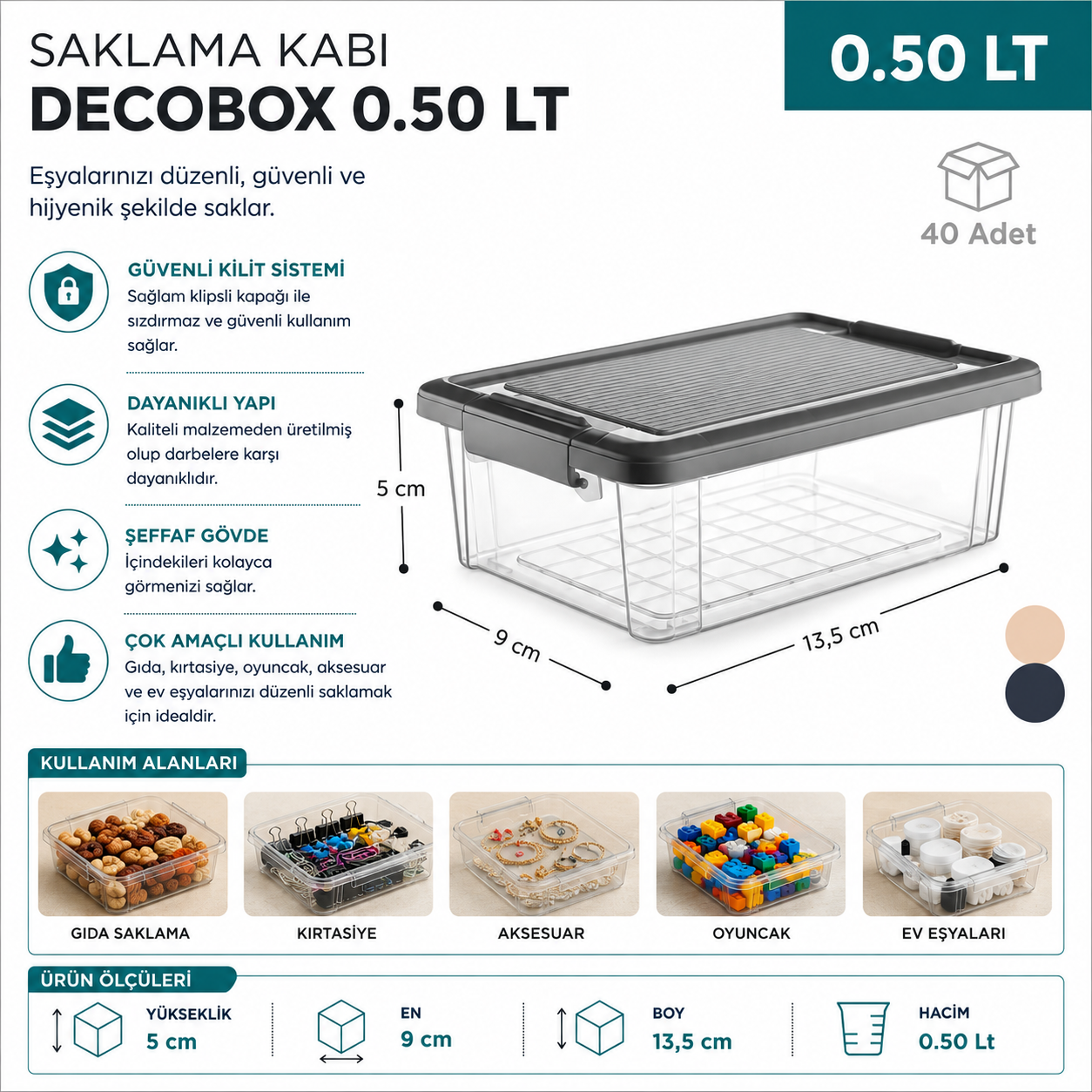 Saklama Kabı Decobox 0,50 LT (2951) | Beyond HijyenBeyond HijyenSaklama Kabı Decobox 0,50 LT (2951)