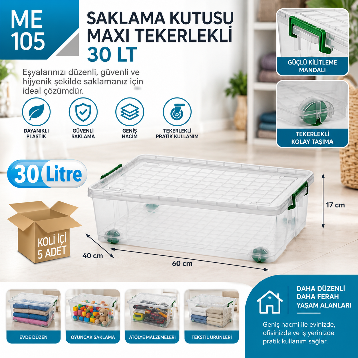 Saklama Kutusu Maxi Tekerli 30 LT(2623) | Beyond HijyenBeyond HijyenSaklama Kutusu Maxi Tekerli 30 LT(2623)