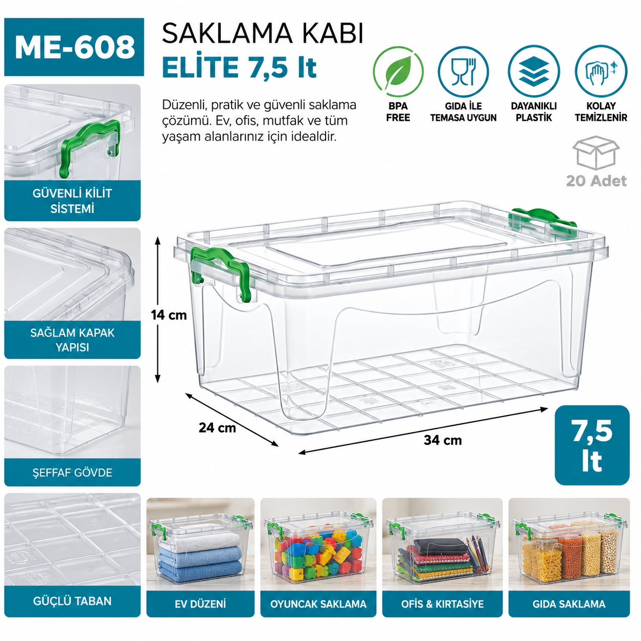 Saklama Kutusu Elite 7,5 LT (2681) | Beyond HijyenBeyond HijyenSaklama Kutusu Elite 7,5 LT (2681)