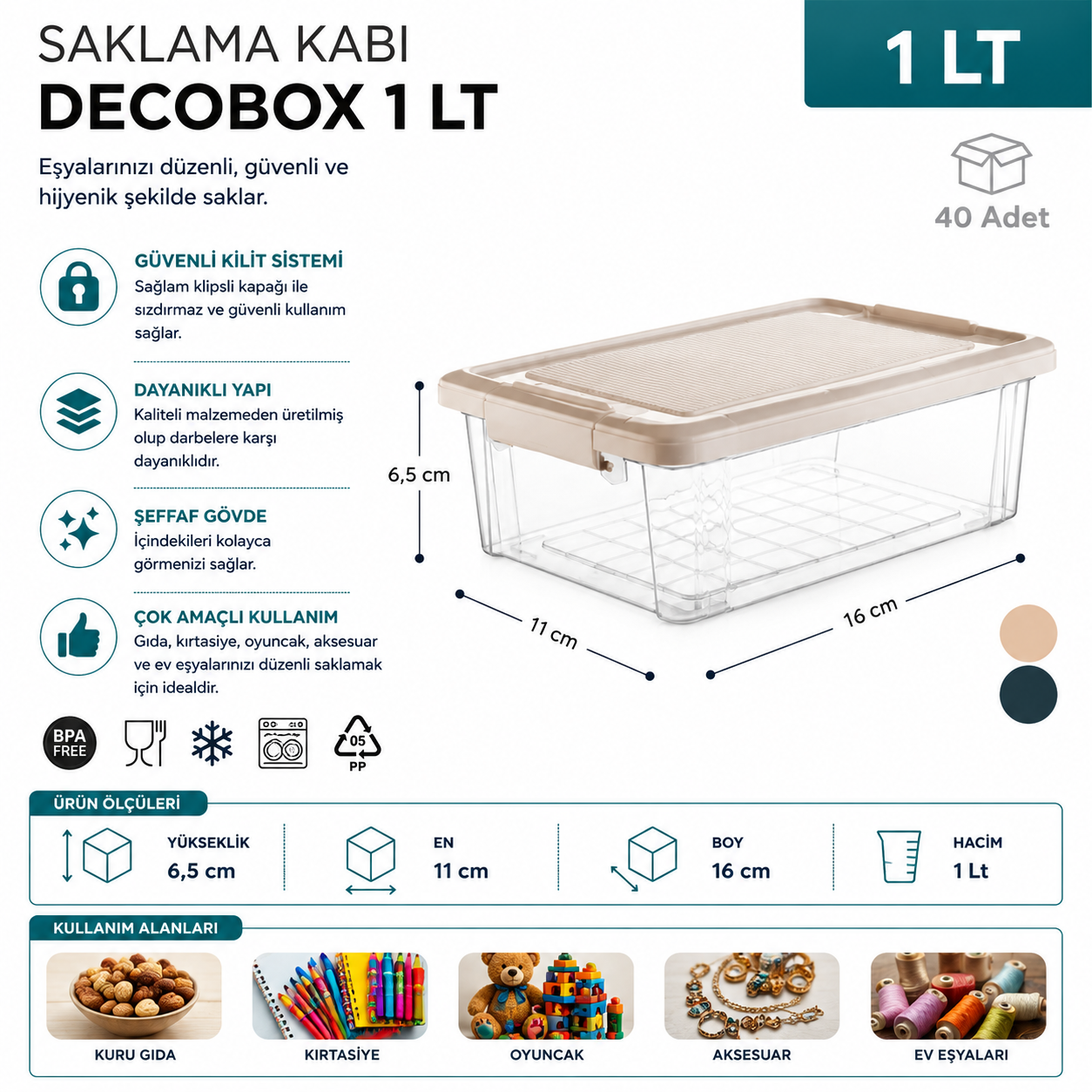 Saklama Kabı Decobox 1,0 LT (2952) | Beyond HijyenBeyond HijyenSaklama Kabı Decobox 1,0 LT (2952)