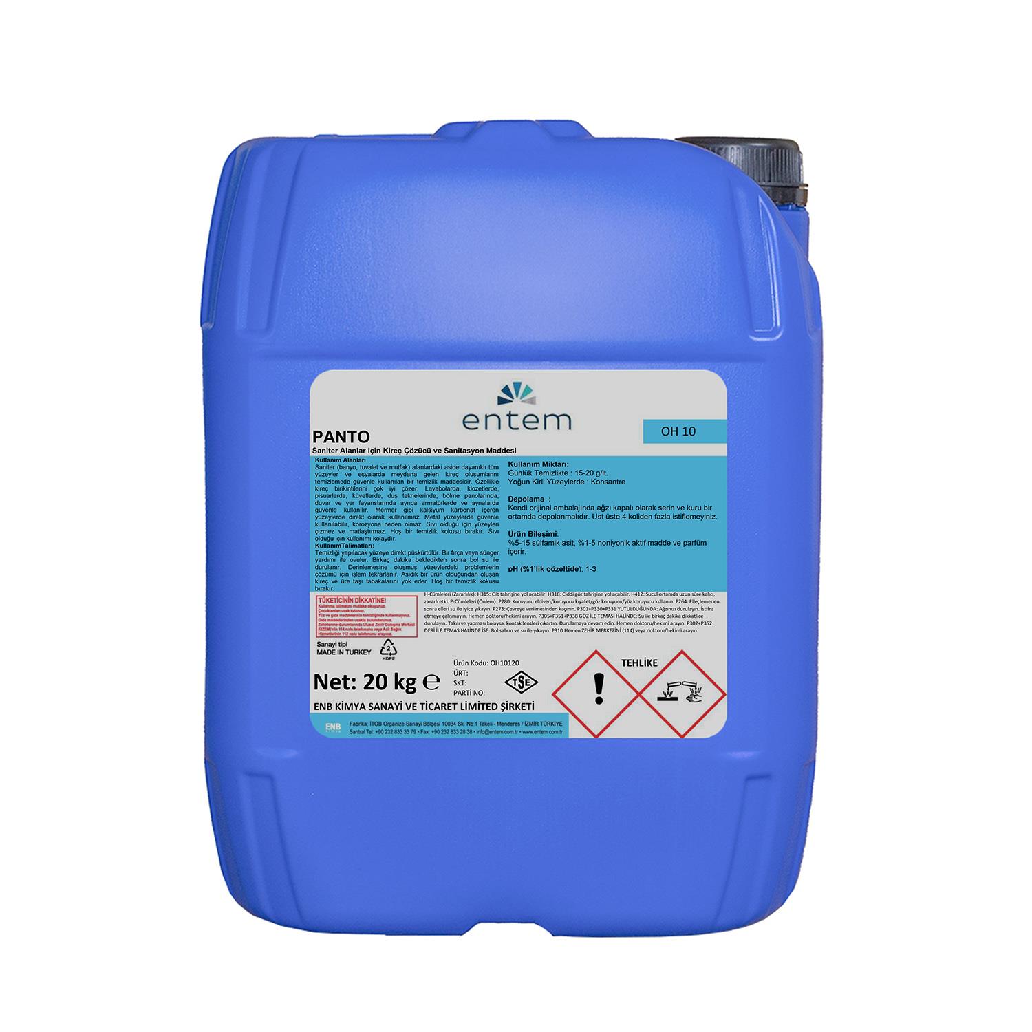 Entem Panto Extra Banyo Temizleyici ve Kireç Çözücü 20 Litre | Beyond Hijyen | Temizlik Kimyasalları | WC, Banyo, Lavabo TemizleyicilerEntemEntem Panto Extra Banyo Temizleyici ve Kireç Çözücü 20 Litre