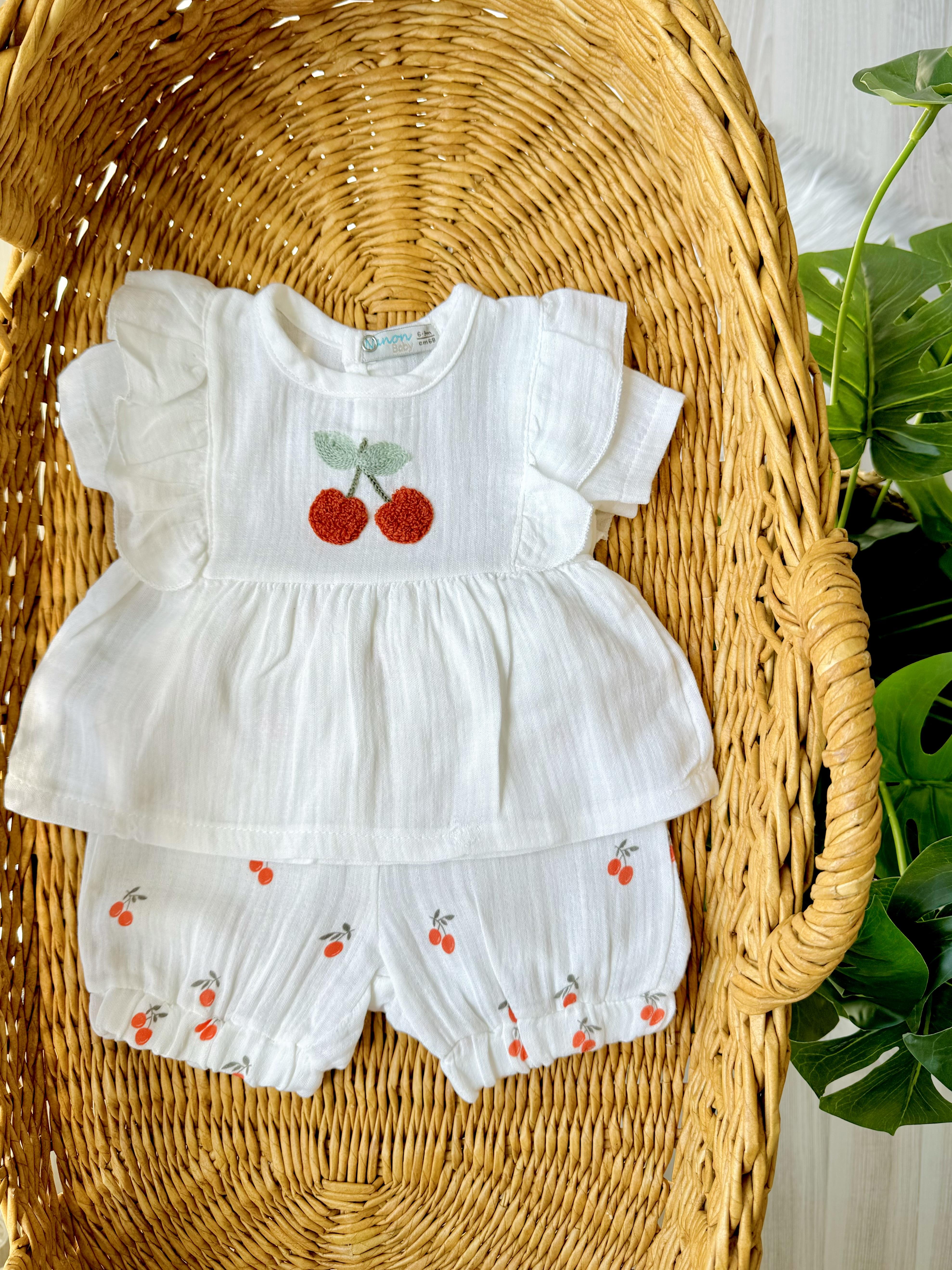 Cherry Şortlu Müslin Takım