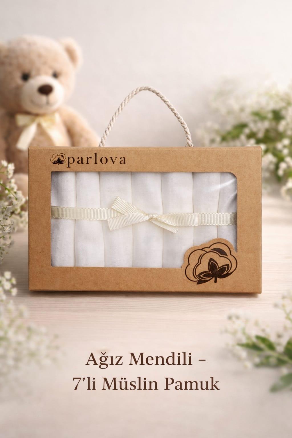 Kutulu 7li Müslin Pamuk Ağız Mendili