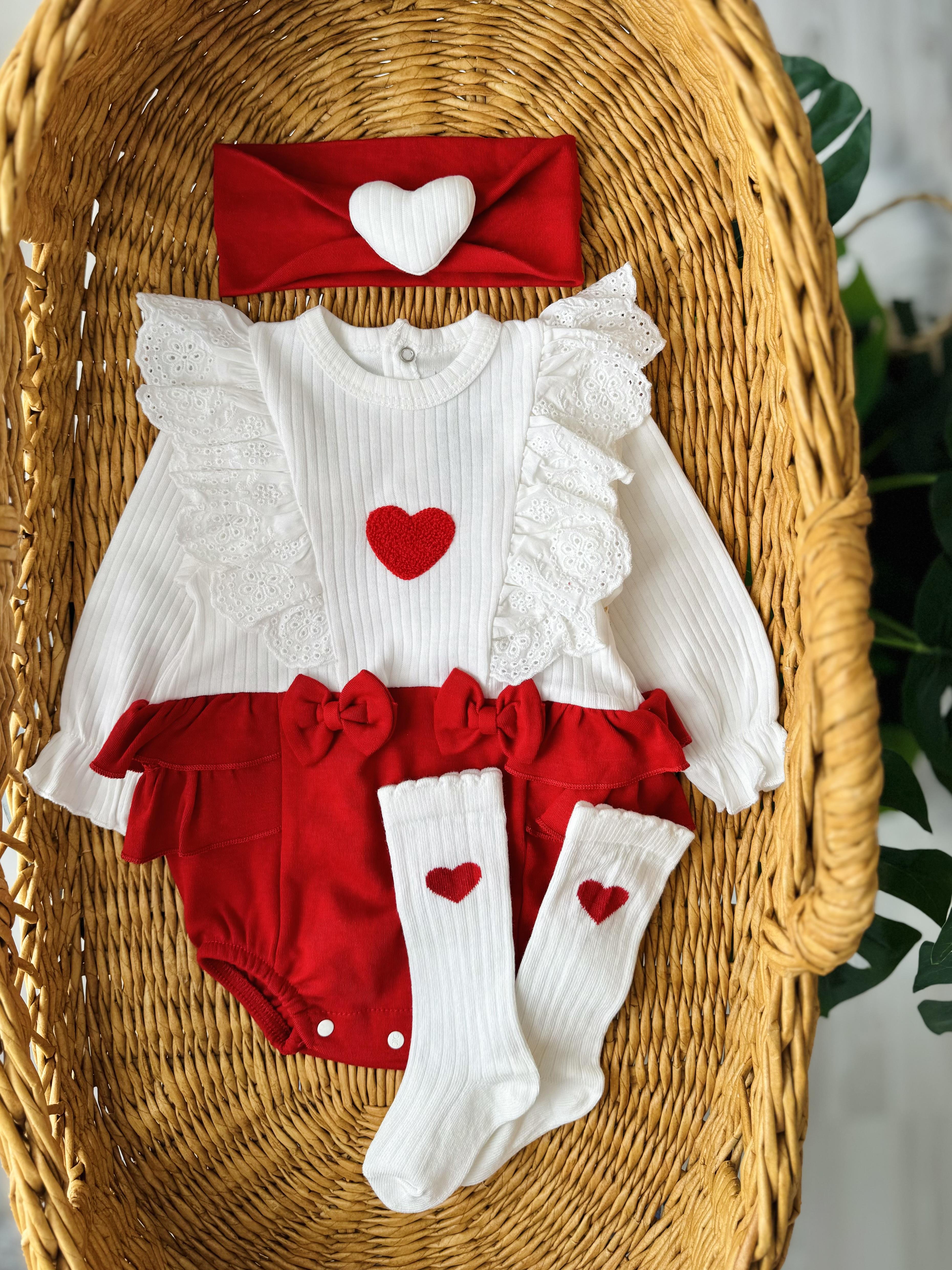 Love Fisto Detay 3'lü Romper Set