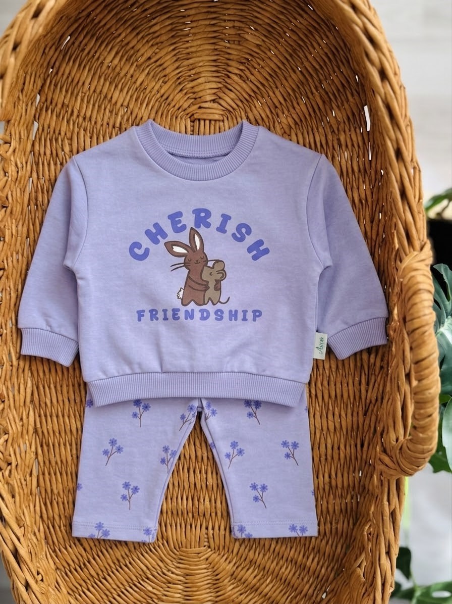 Mor Cherish Friendship Mevsimlik Takım ( DAR KALIP 1 BEDEN BÜYÜK TERCİH EDEBİLİRSİNİZ)