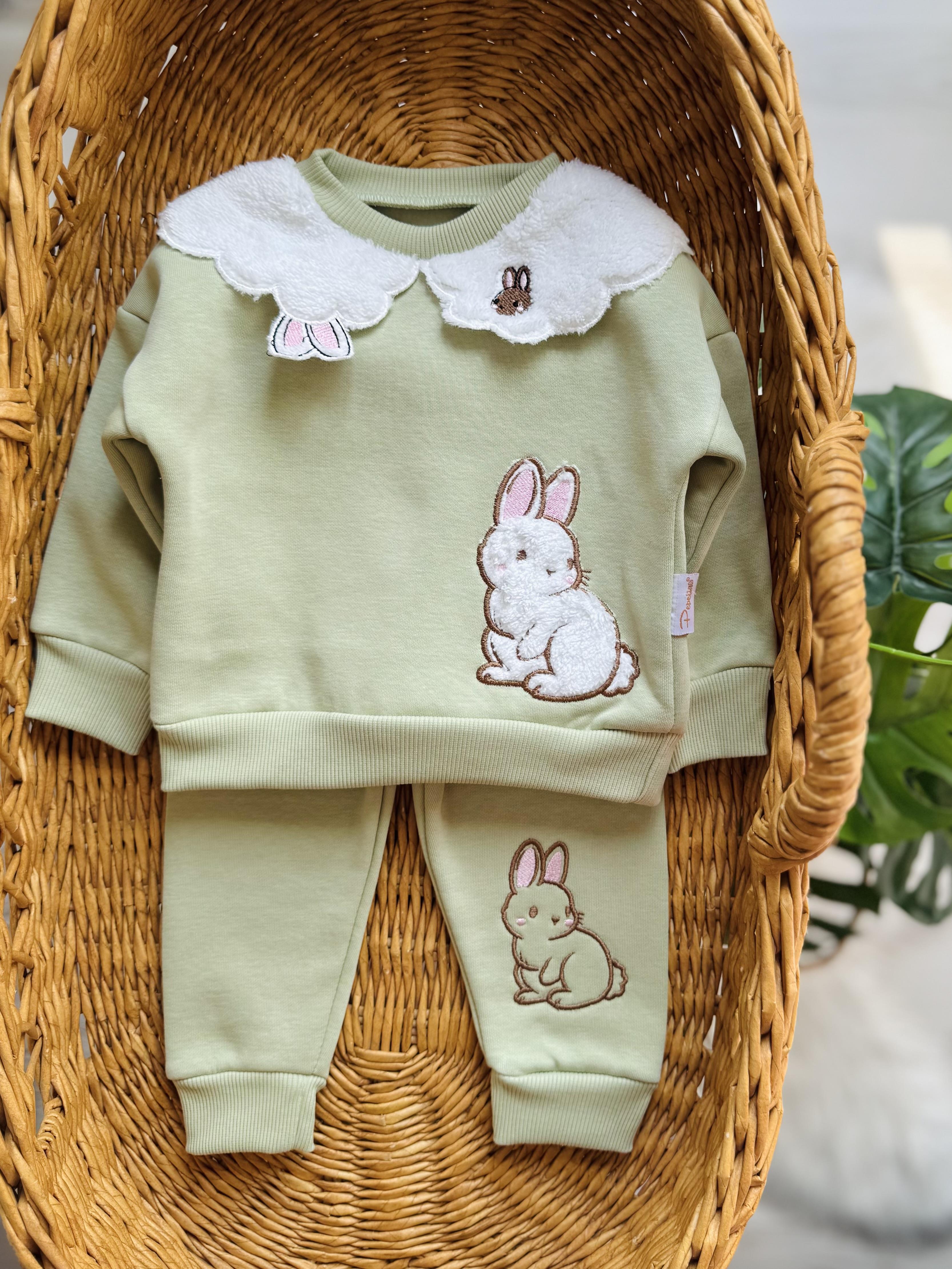 Peluş Yakalı Yeşil 3ip Kışlık Takım