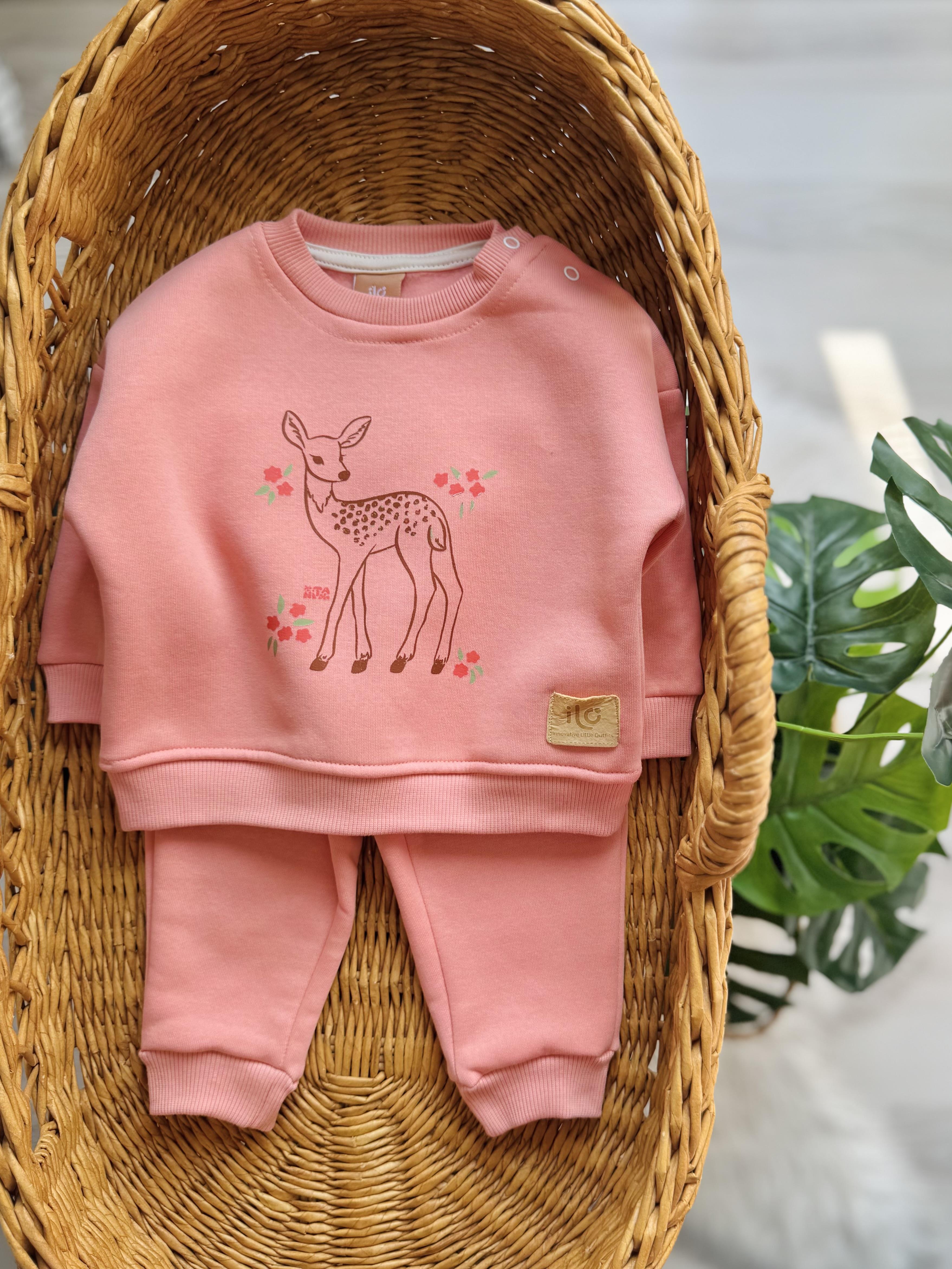 Pembe Bambi 3ip Kışlık Takım