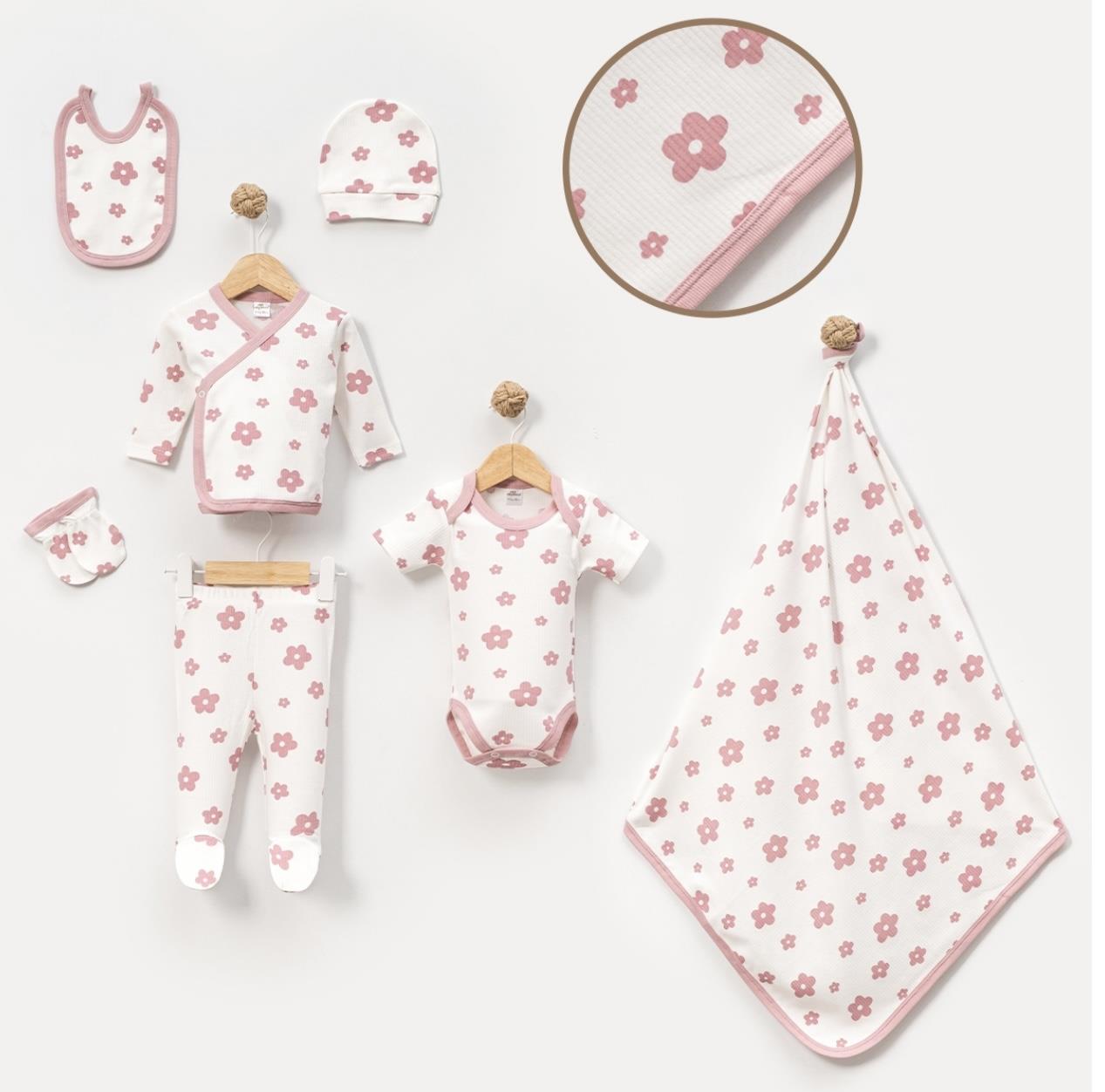 Pembe Papatya 7li Yenidoğan Set