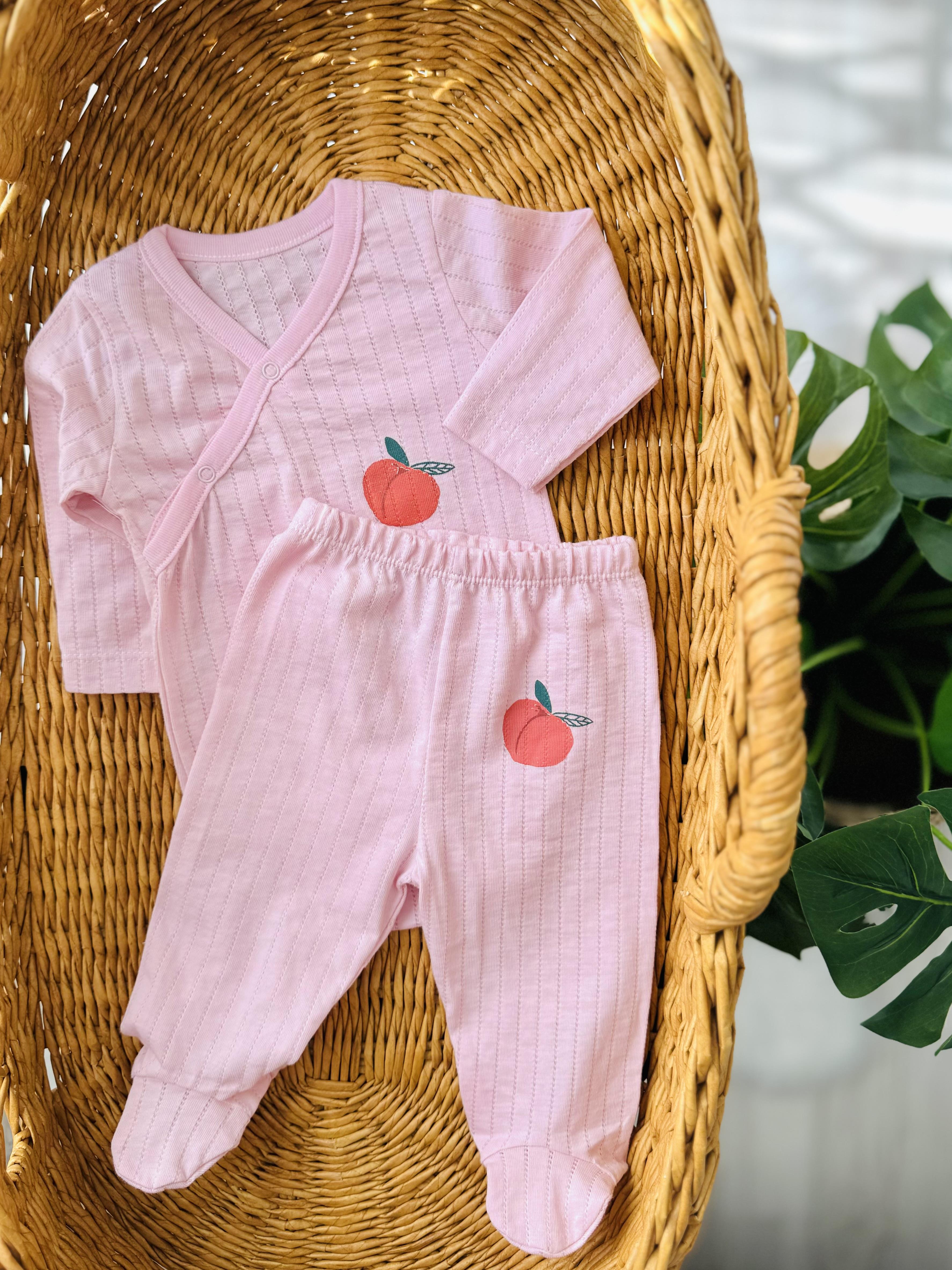 Pembe Şeftali Desenli Yazlık Patikli Takım