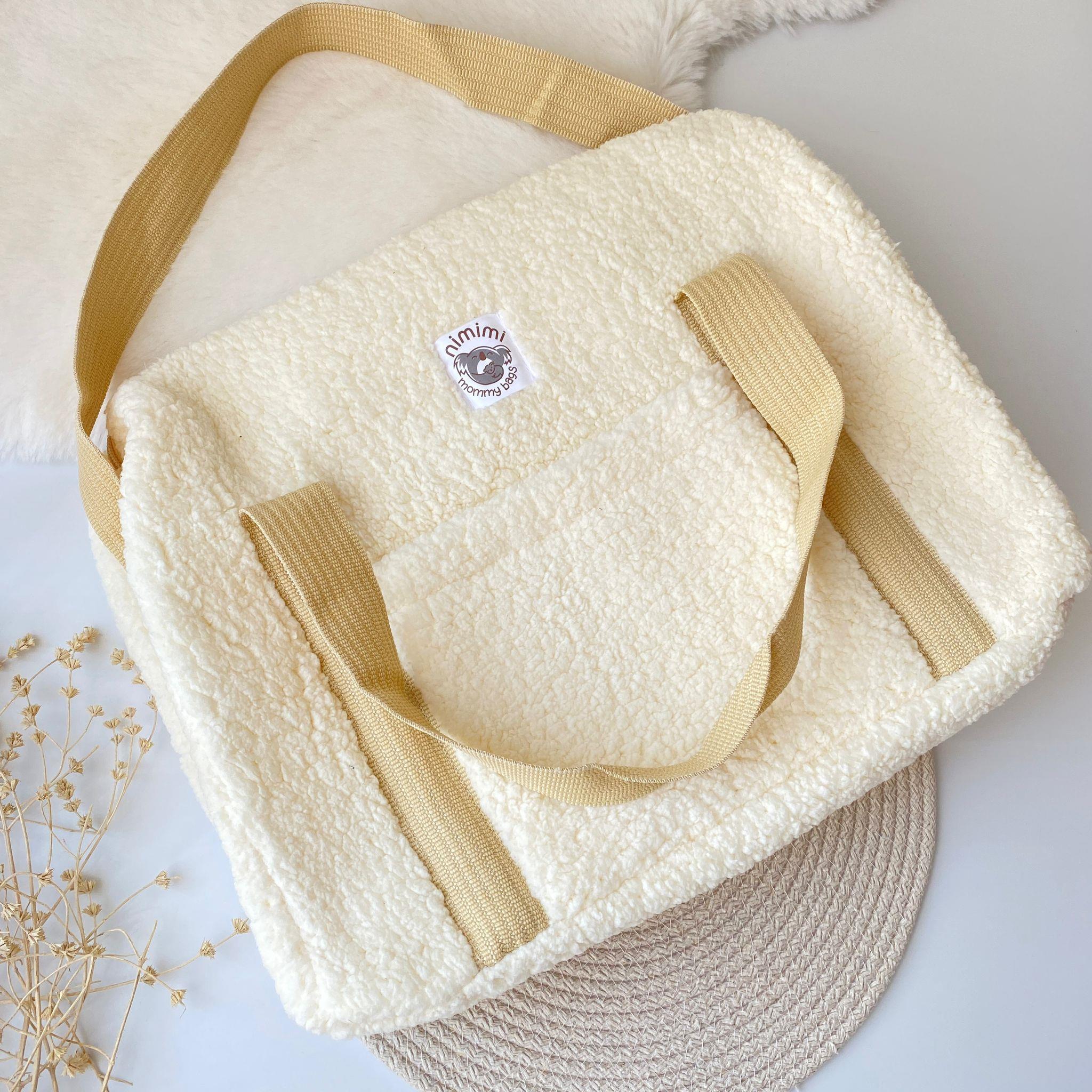 Teddy Krem Peluş Anne Bebek Çantası