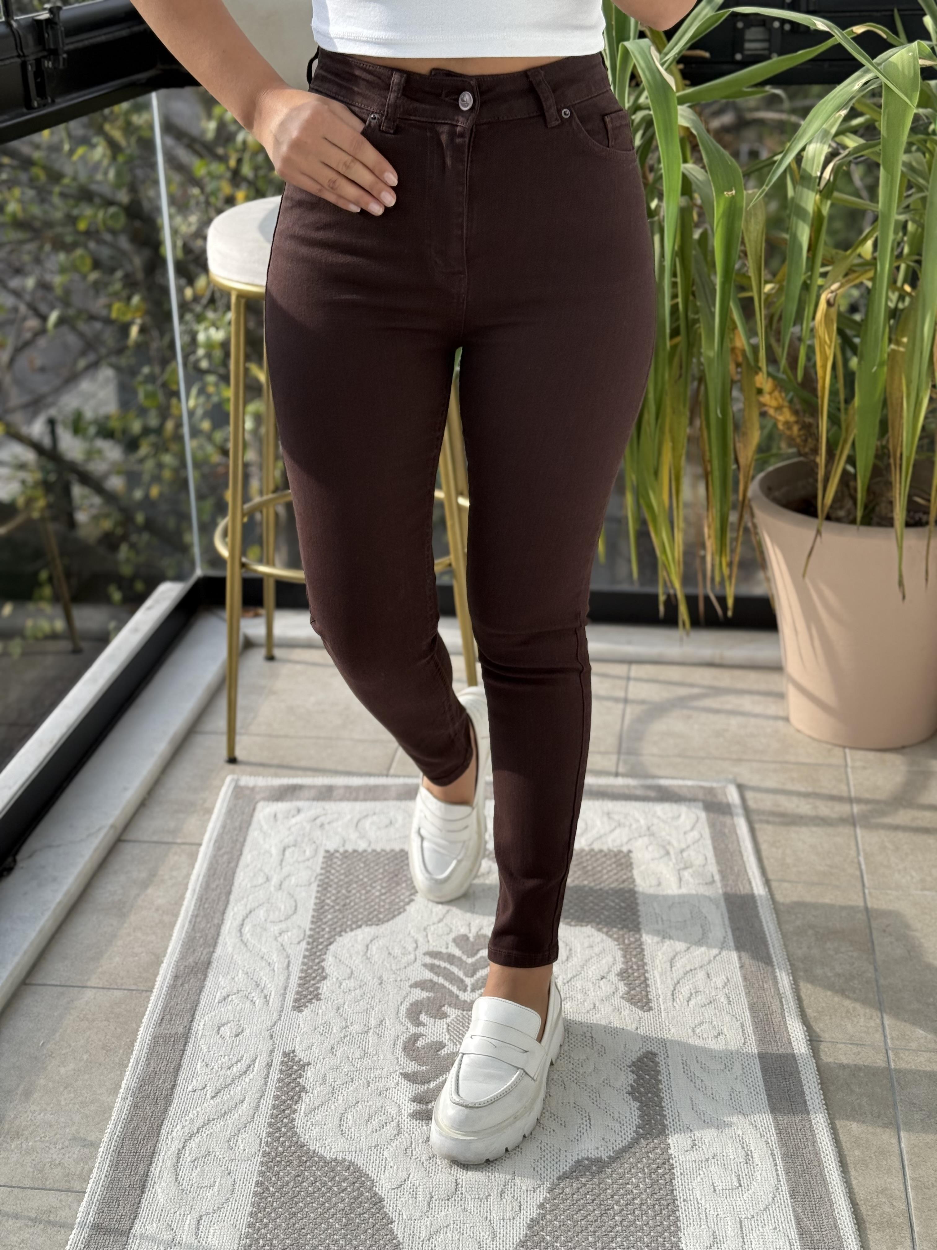 Toparlayıcı Skinny Jean Kahve