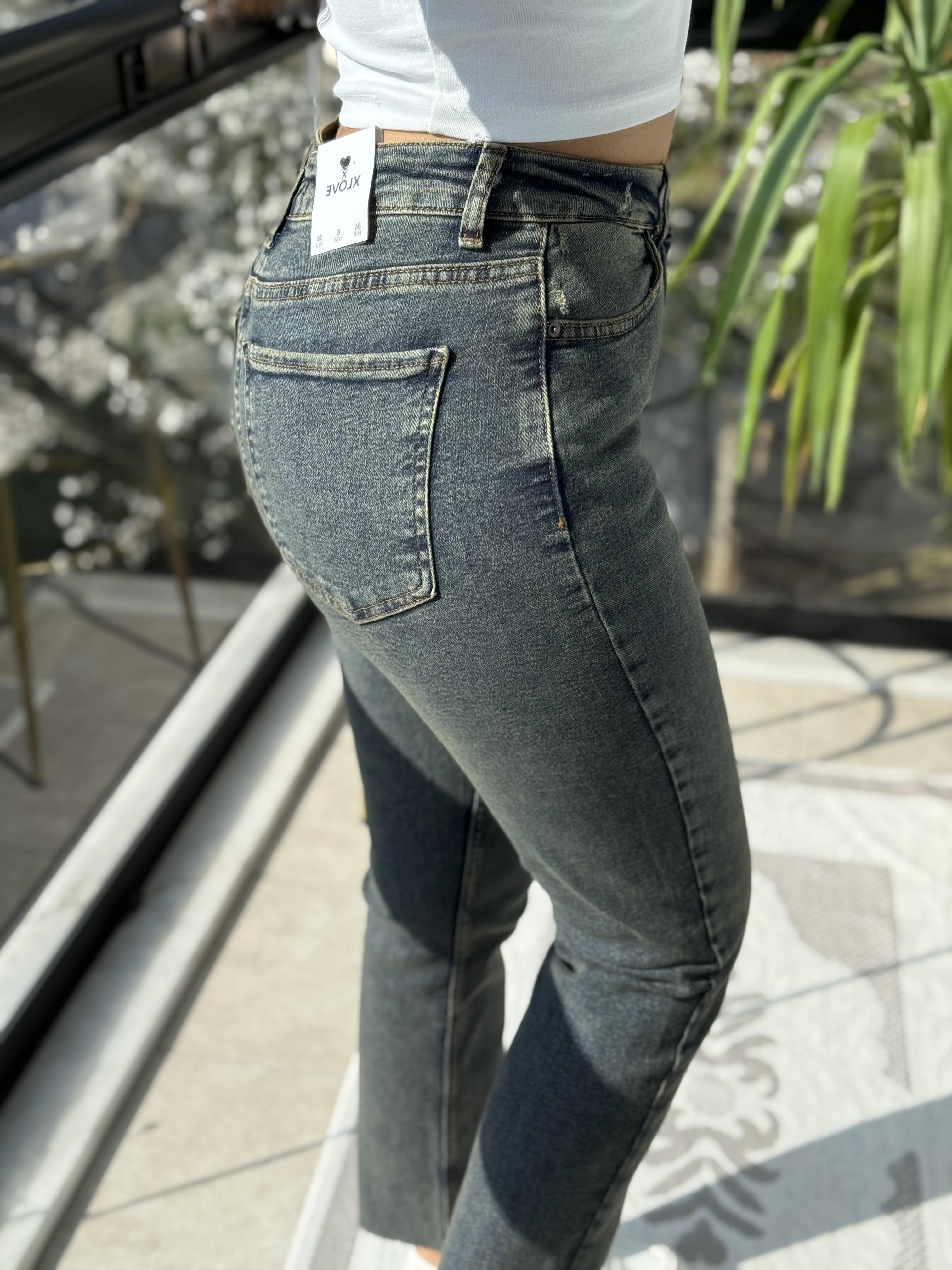 Premium Kalite Kesik Paça Jean Yeşil Yıkama