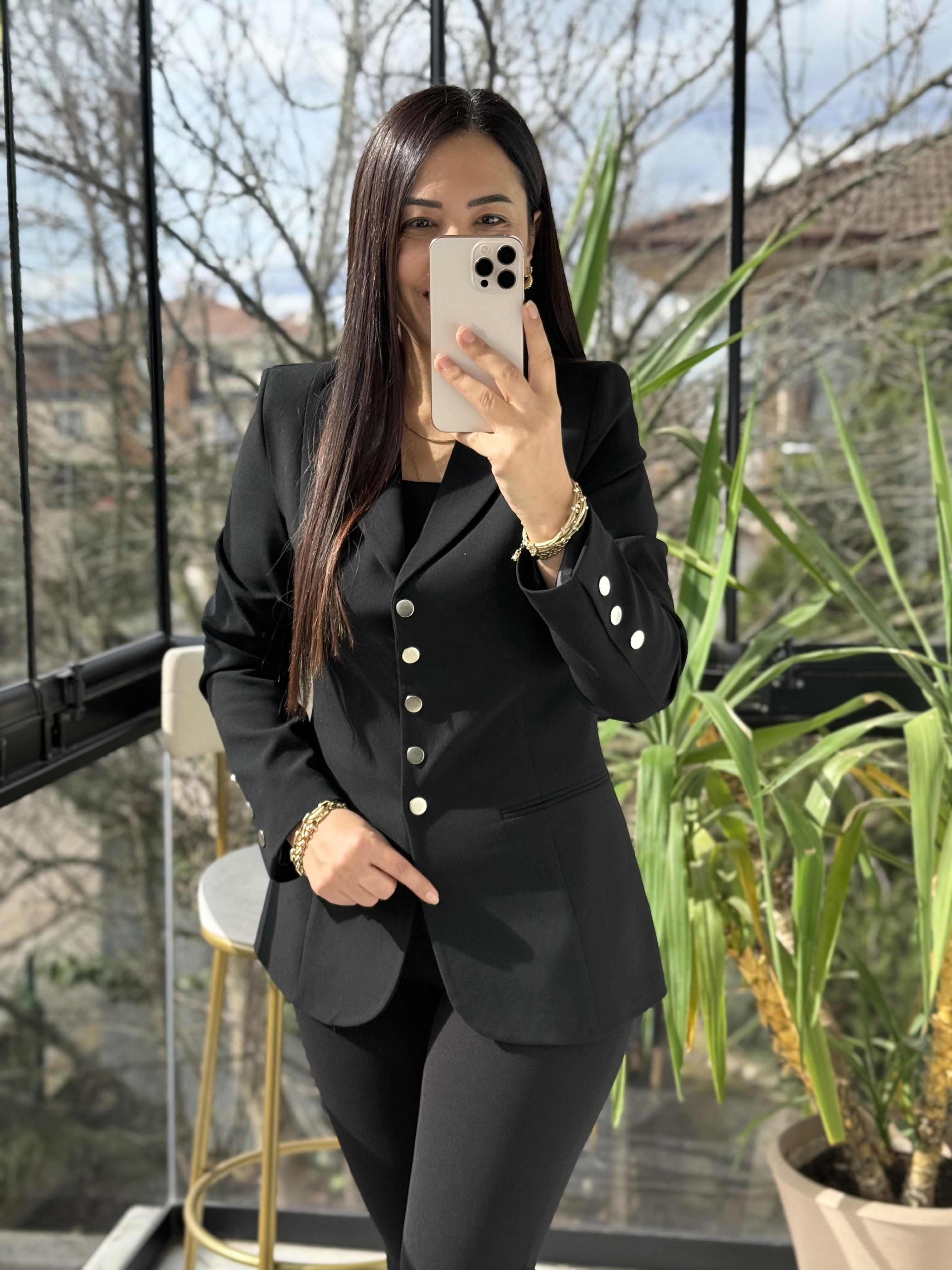 Beş Düğme Slimfit Blazer Ceket Siyah