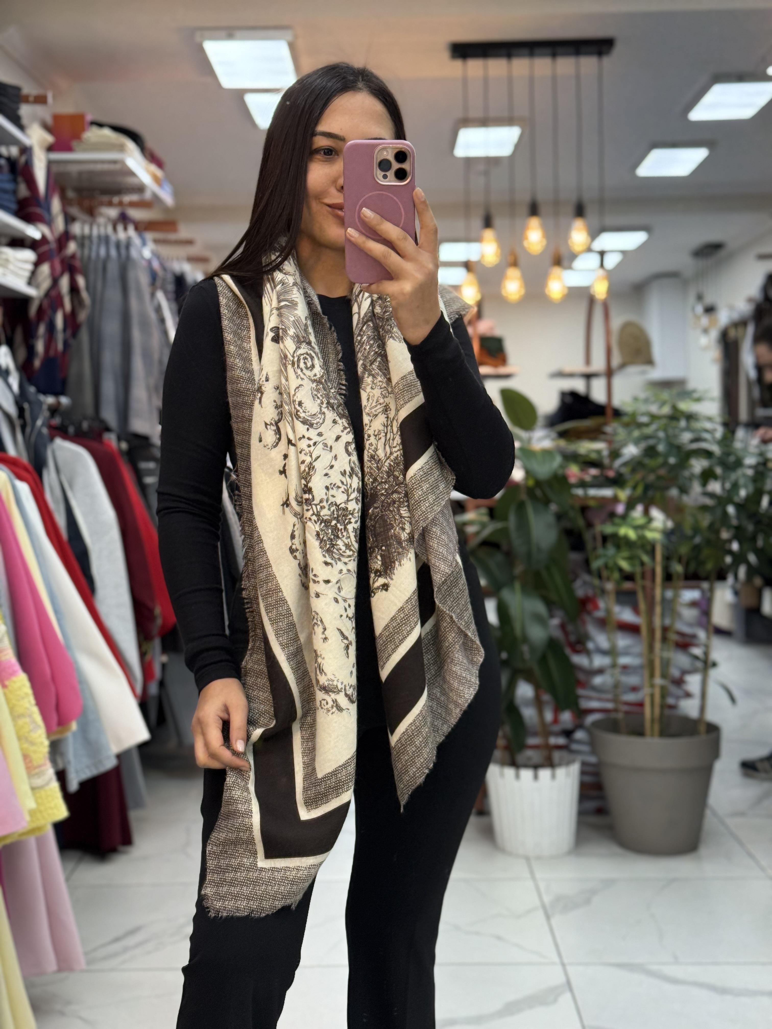 İthal Kaşmir Şal D*or kahve